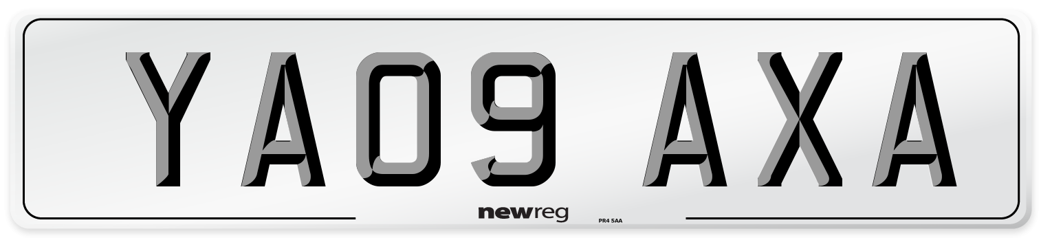 YA09 AXA Number Plate from New Reg